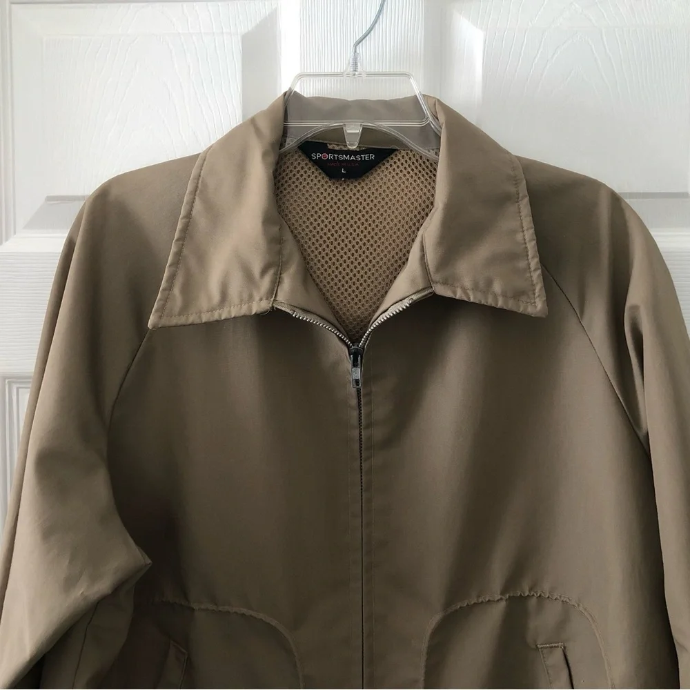 Size L Sportsmaster Vintage Harrington Style Men's Khaki Windbreaker Jacket USA
